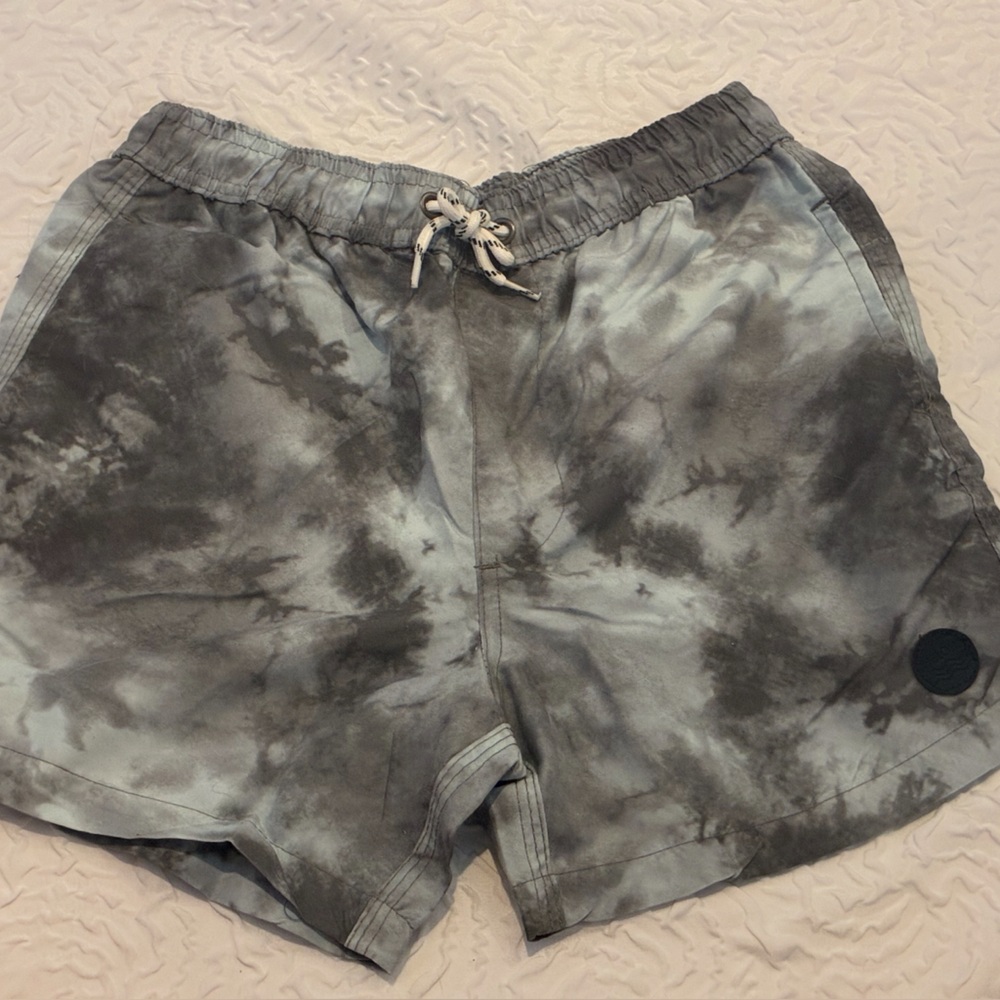 Boys Gray Tie-Dye Swim Shorts